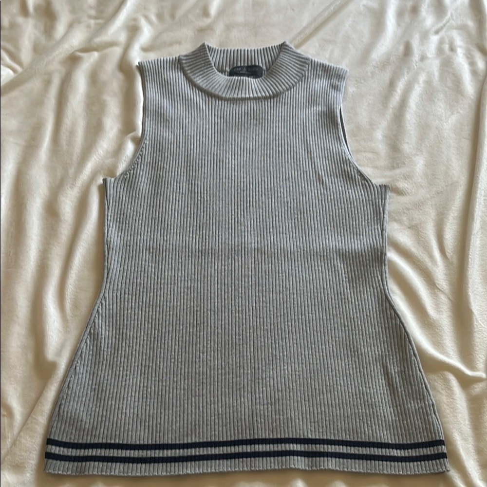 COPY - Rag & Bone Gray Ribbed Tank Top with Mandarin Collar - Picture 2 of 9